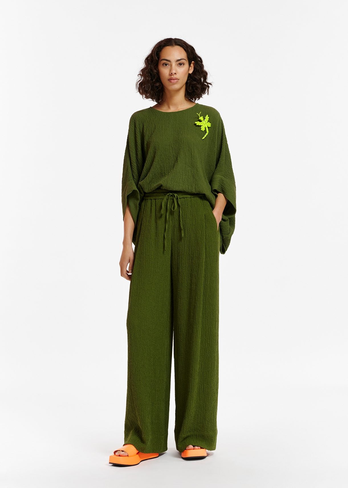 Khaki Wide-Leg Pant