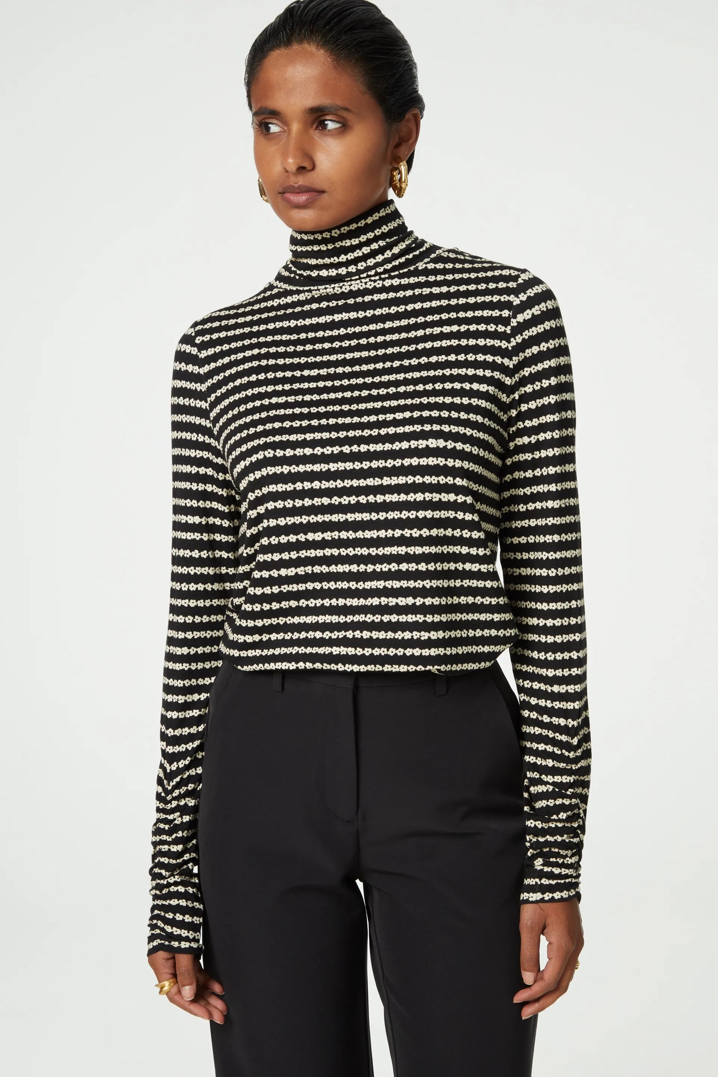 Jade Flower Stripe Top