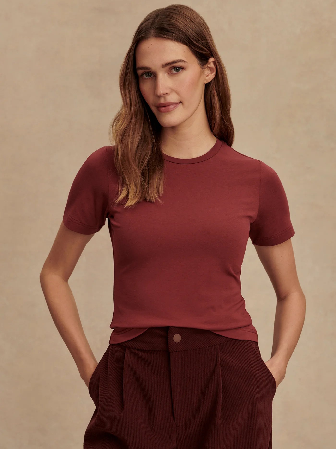 Regina Fitted Tee - New Maroon