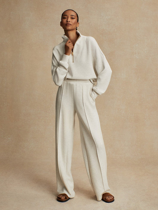 Wide-Leg Pant 30" – Ivory Marl