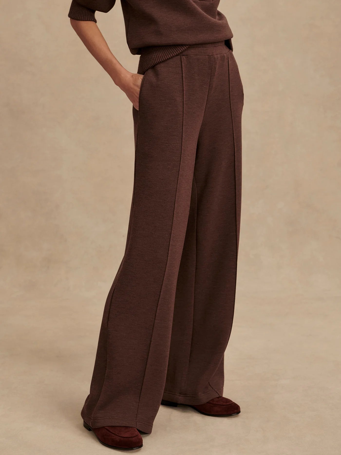 Wide-Leg Pant 30" – Coffee Bean Marl