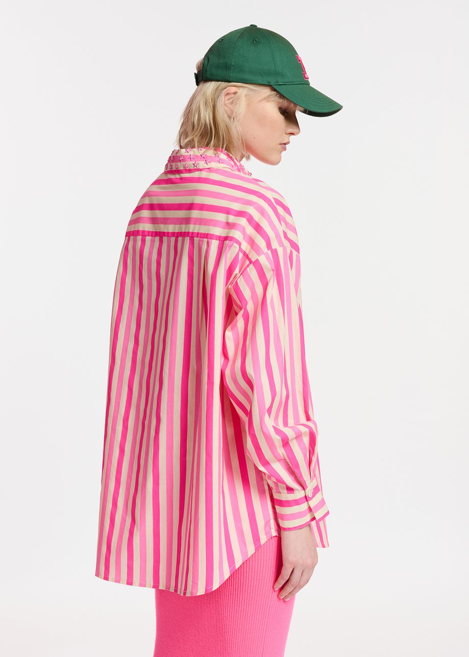 Fuschia Striped Cotton Shirt