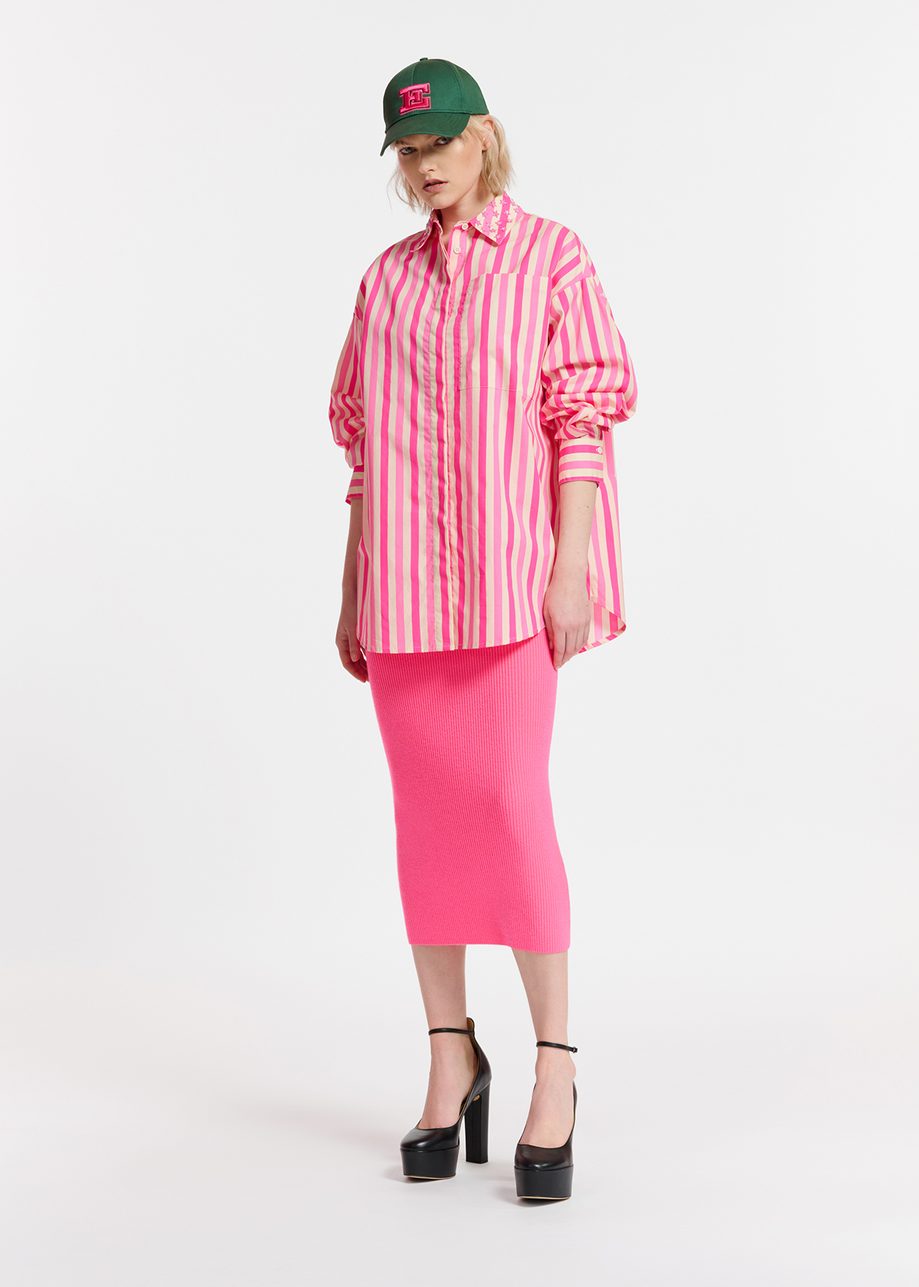 Fuschia Striped Cotton Shirt