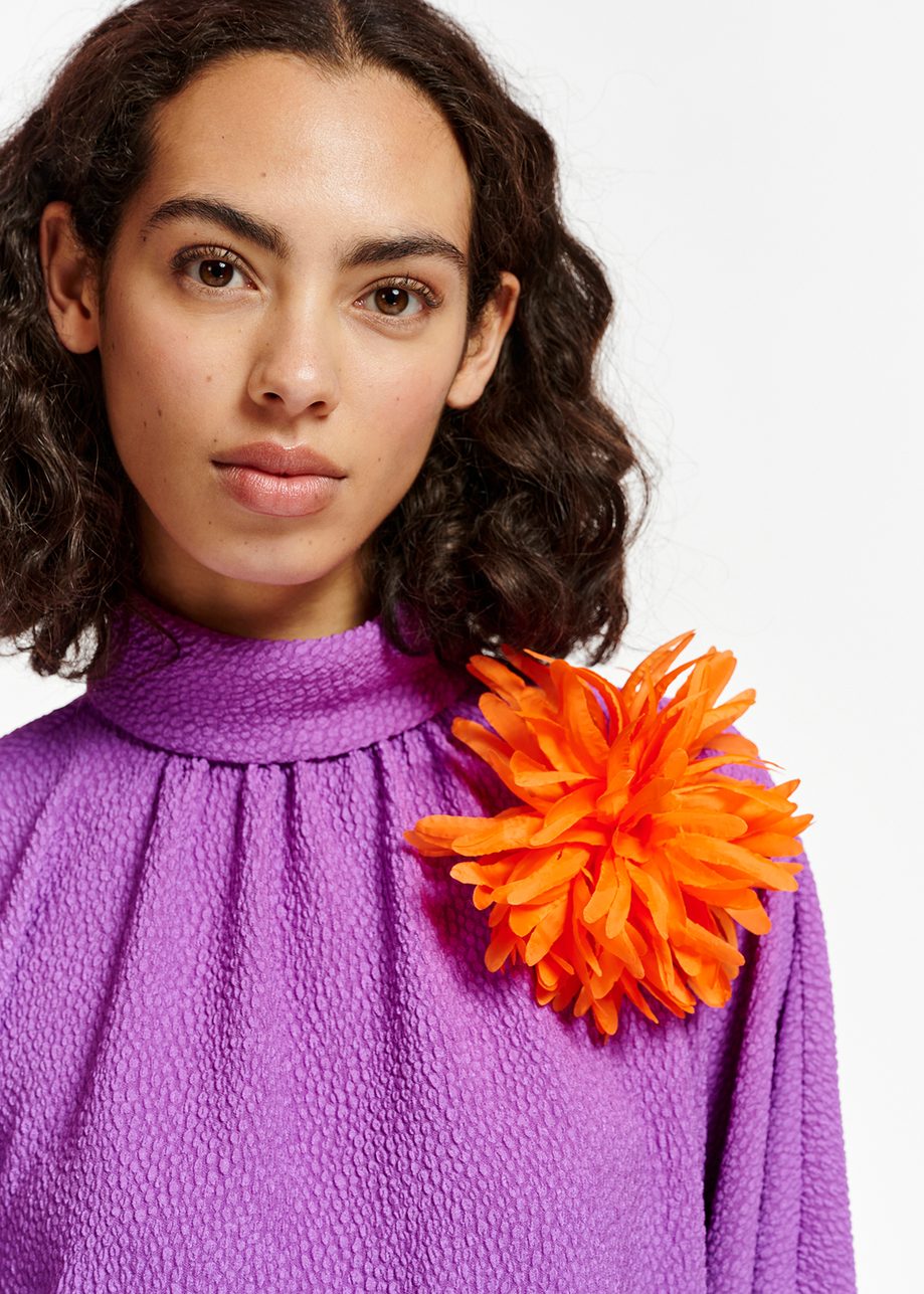 Purple Dress With Stand Up Collar