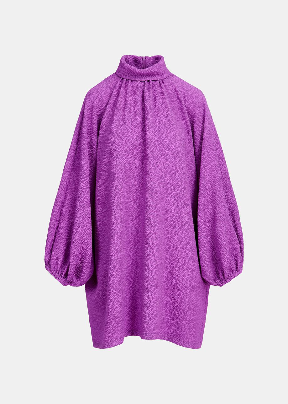 Purple Dress With Stand Up Collar