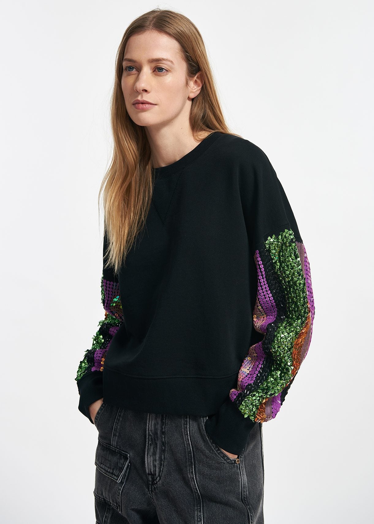 Equins Sequin Sleeve Sweatshirt