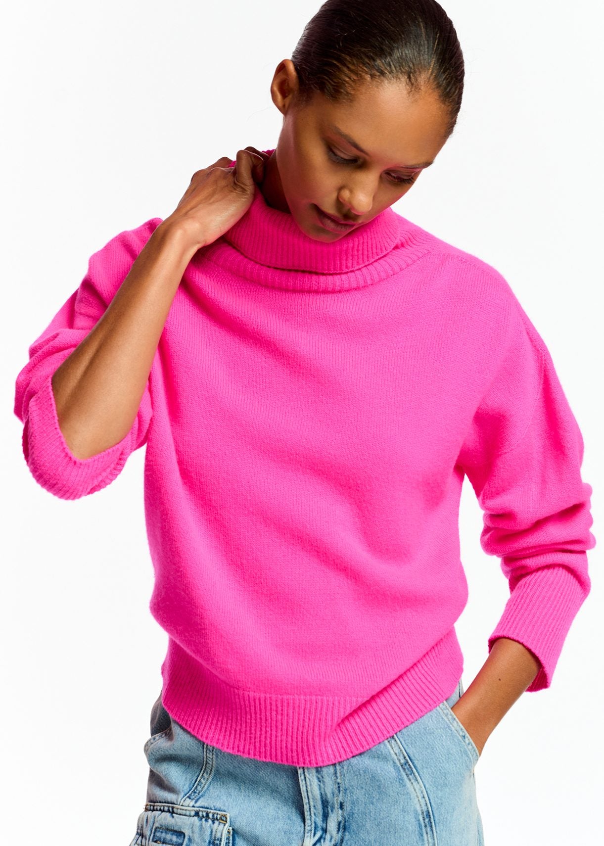Extraus Neon Pink Turtleneck Sweater