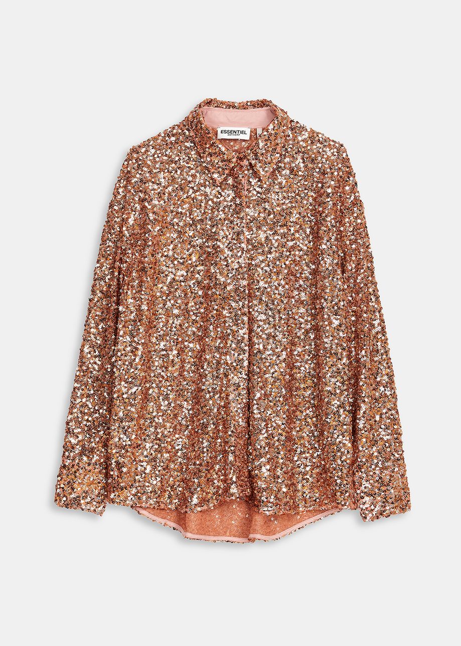 Orange Sequin Embellished Shirt