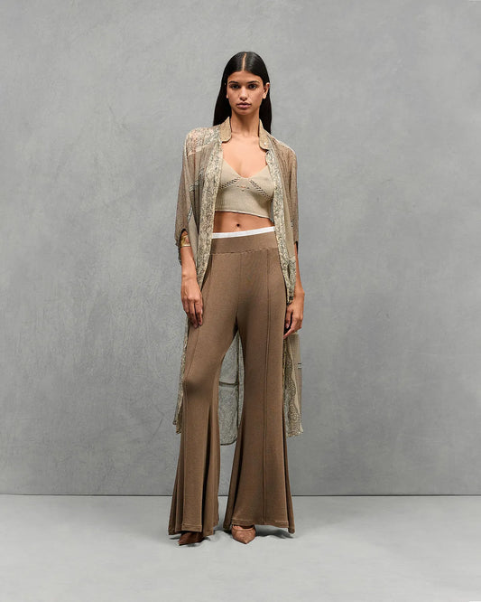 Ibyscus Khaki Flared Pants-Mes Demoiselles-Lewis Yates