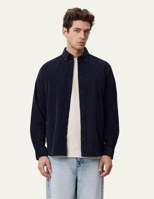 Pinwale Corduroy Shirt Dark Navy Blue