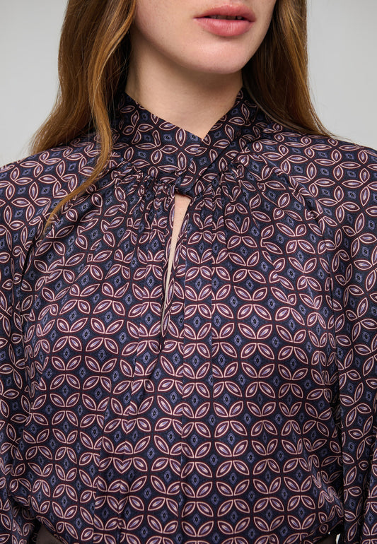 Madelaine Blouse with Drape Detail in Eclipse Moonlight-Dea Kudibal-Lewis Yates