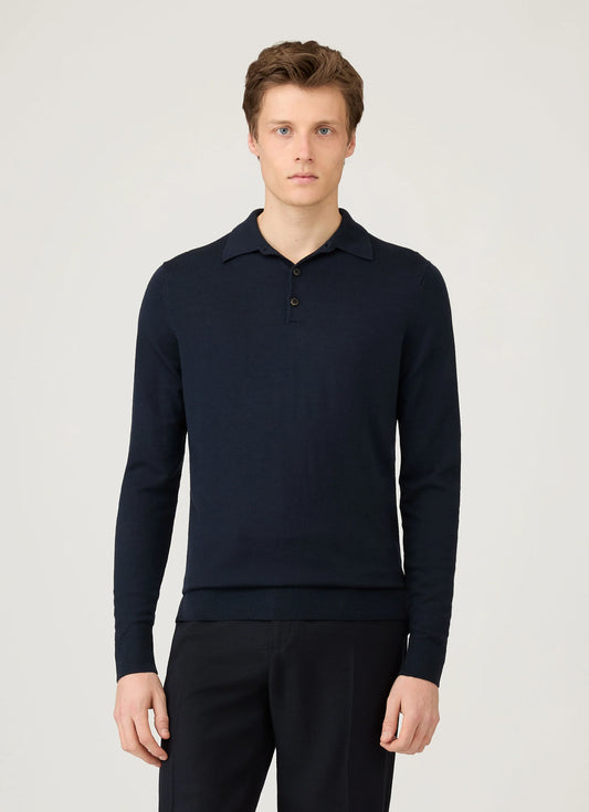 Extra-Fine Merino Polo In Navy