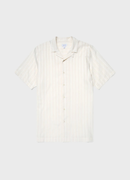 Ecru Stripe Camp Collar Shirt