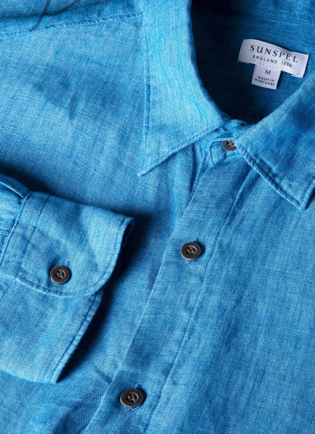 Linen Long Sleeve Shirt - Cool Blue
