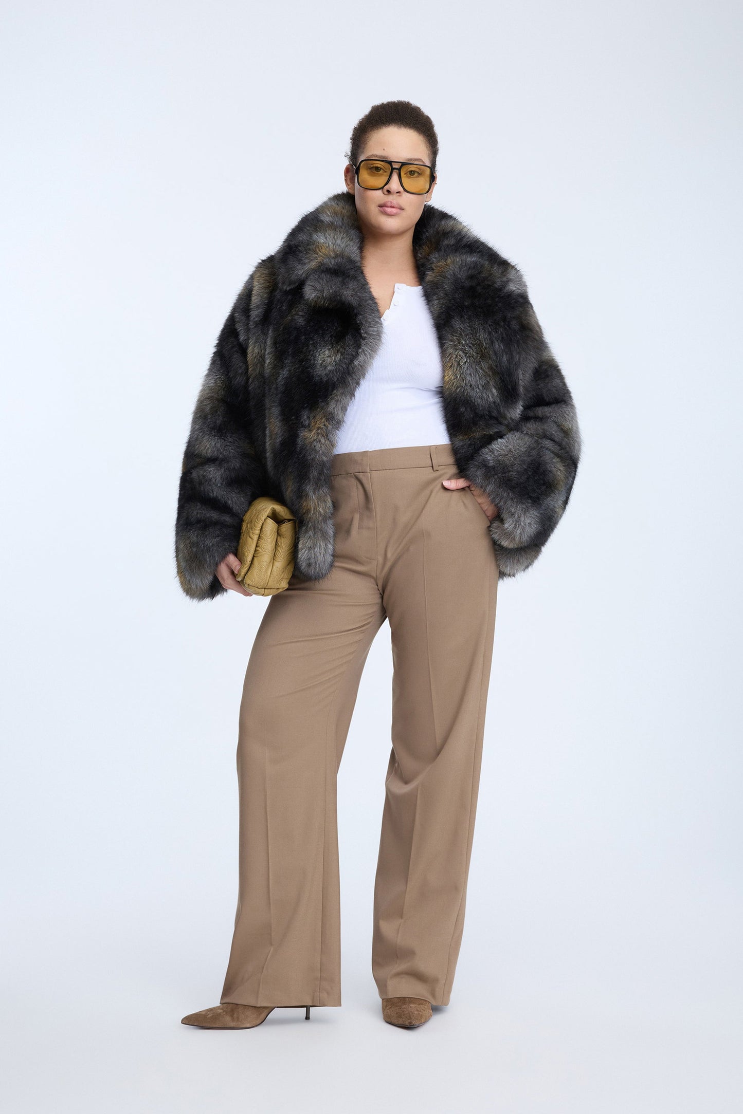 Lestine Short Faux Fur Jacket Grey