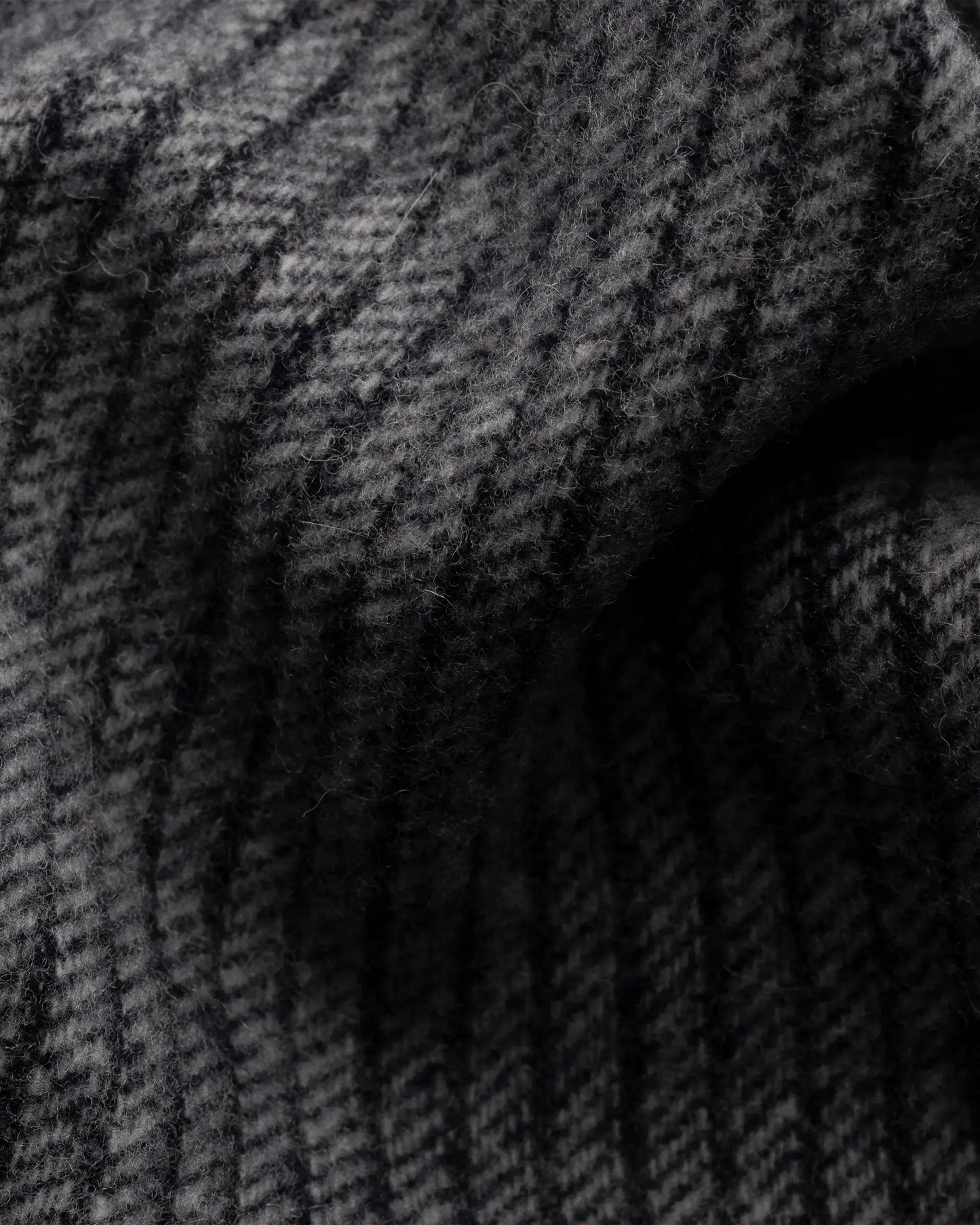 Navy Striped Herringbone Wool Scarf