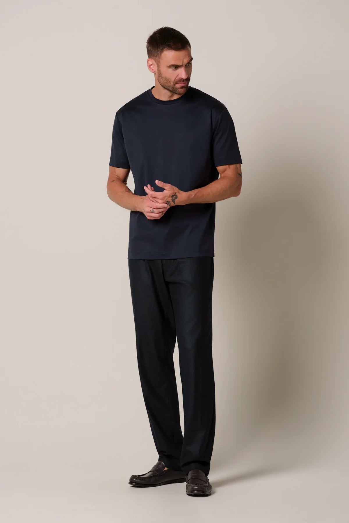 Crew Neck Short Sleeve T-Shirt Navy