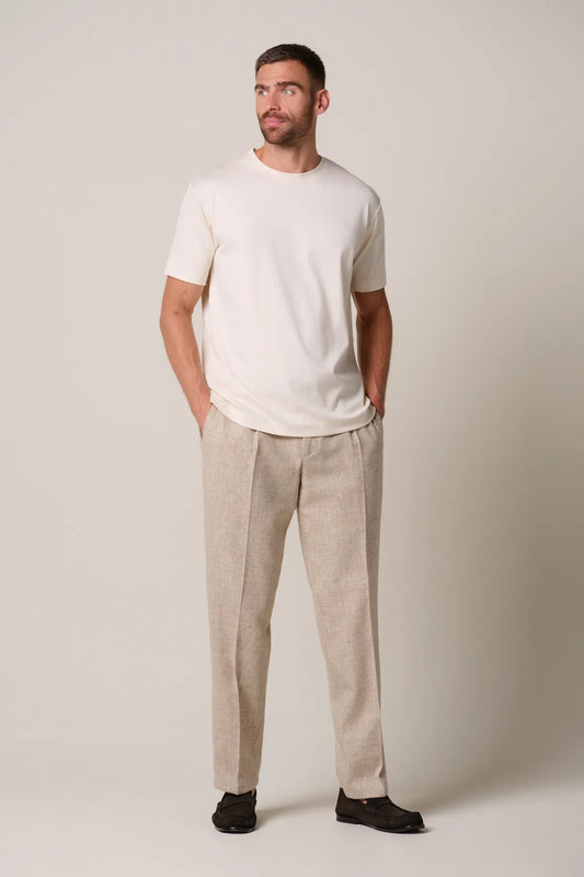Crew Neck Short Sleeve T-Shirt Raw White