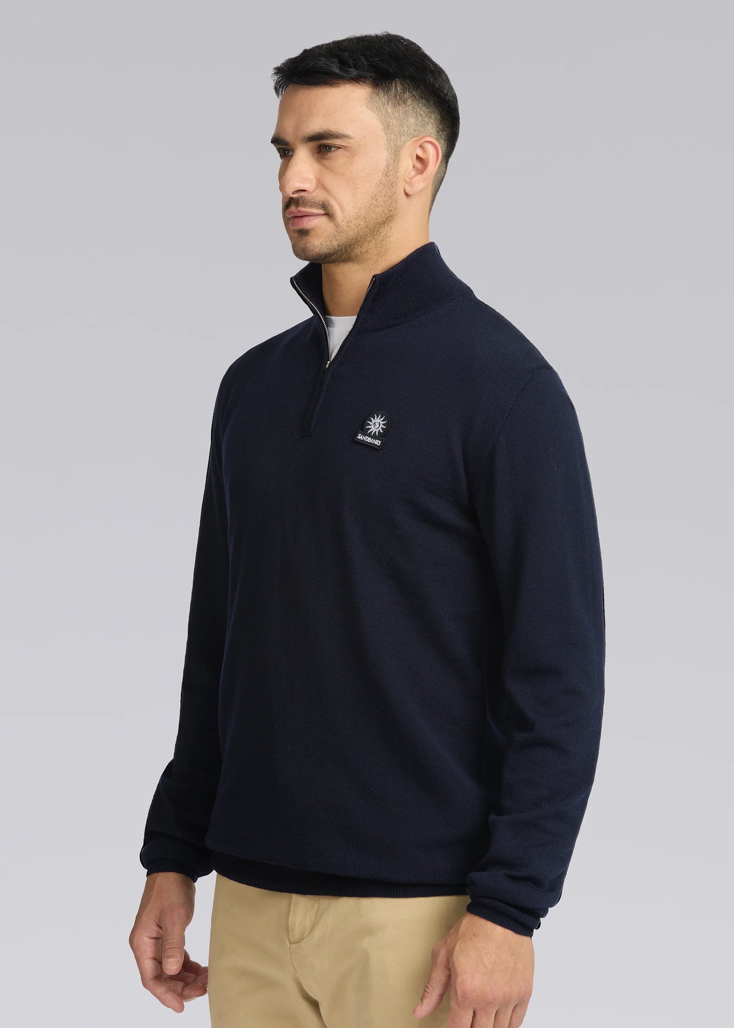 Merino Quarter Zip Jumper Navy