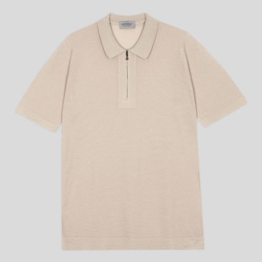 Sandbanks Zip Collar Polo Shirt Almond