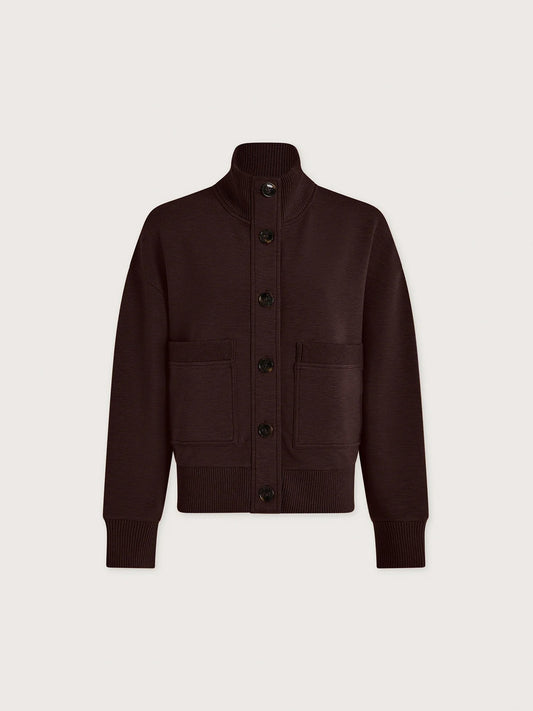Bronya Button Placket Sweat - Coffee Bean Marl