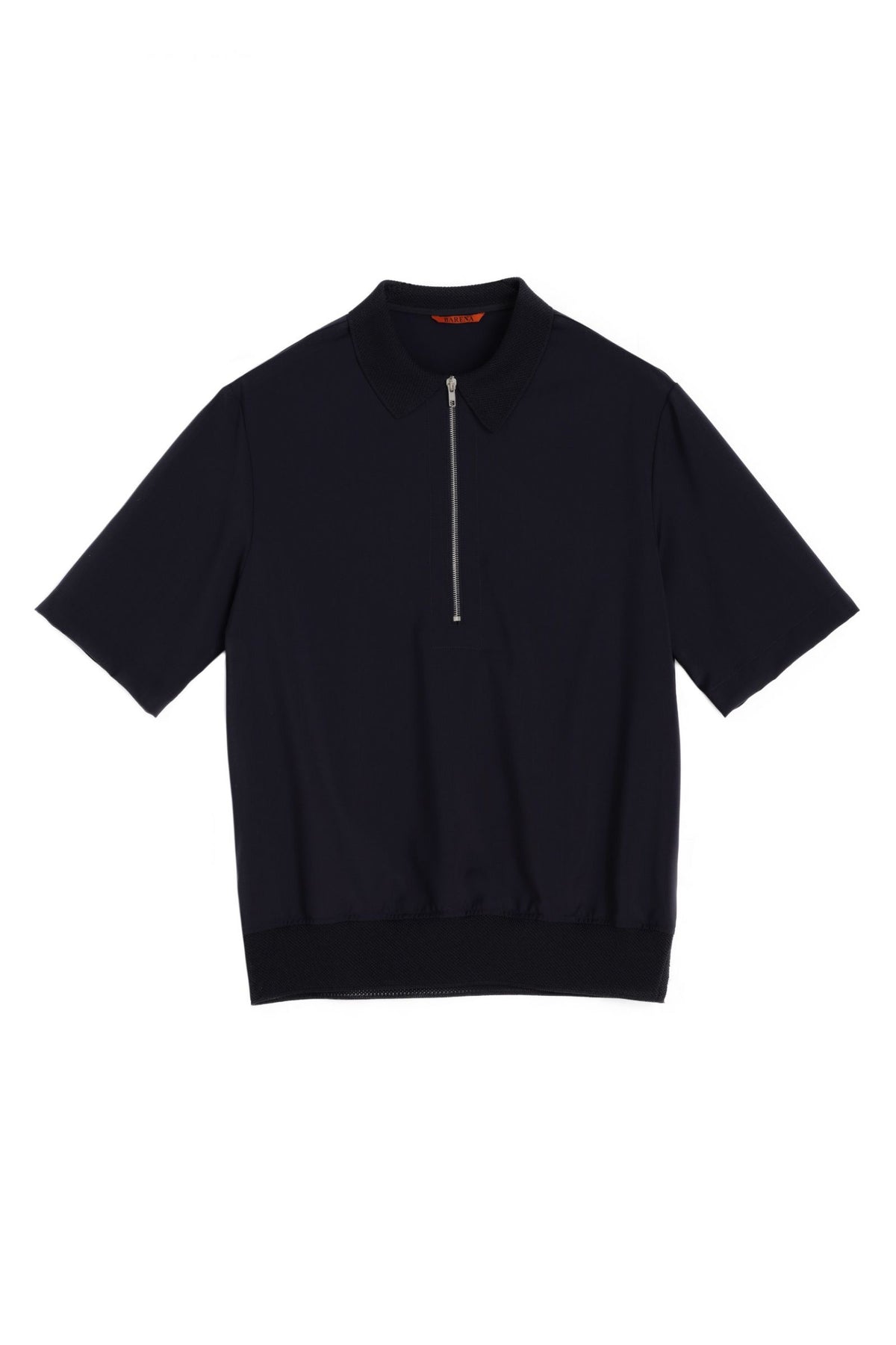 Navy Argo Tela Zip Polo Shirt-Barena Venezia-Lewis Yates