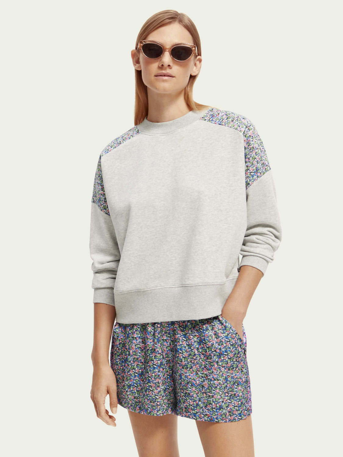 Relaxed Fit Quilted Panel Sweatshirt