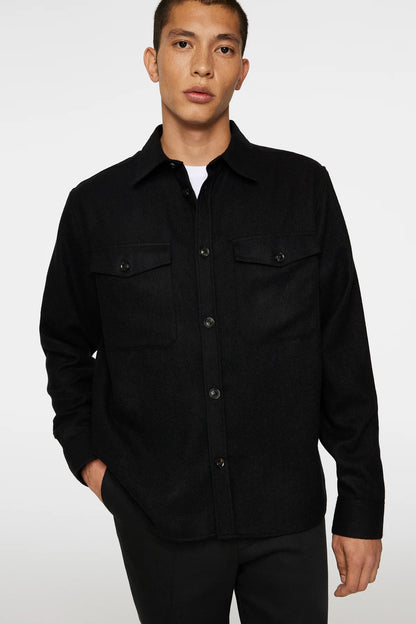 Flat Wool Overshirt Black