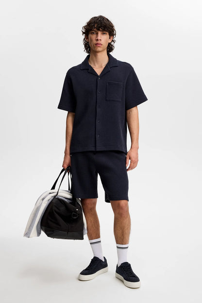 Theron Waffle Shirt Navy