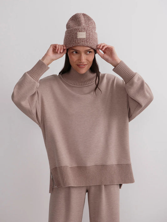 Barker High-Neck Sweat – Taupe Marl