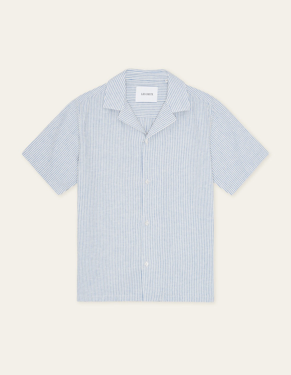 Lukas Stripe Cotton Linen Short Sleeve Shirt