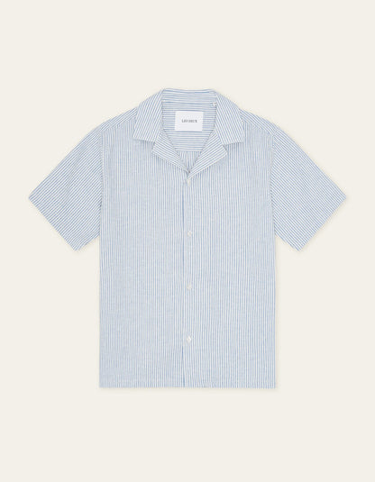 Lukas Stripe Cotton Linen Short Sleeve Shirt