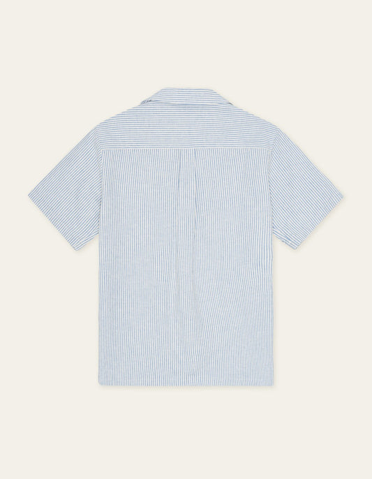 Lukas Stripe Cotton Linen Short Sleeve Shirt