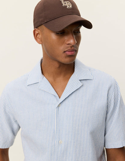 Lukas Stripe Cotton Linen Short Sleeve Shirt