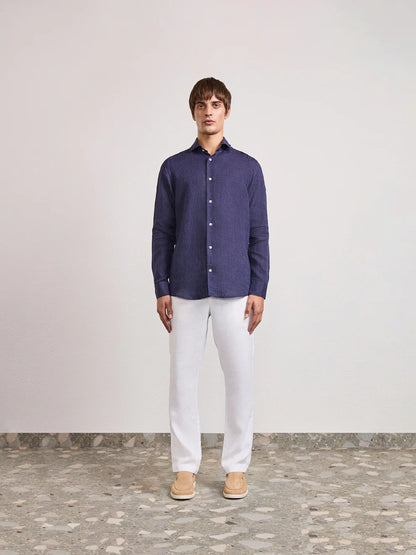 Antonio Navy Linen Shirt