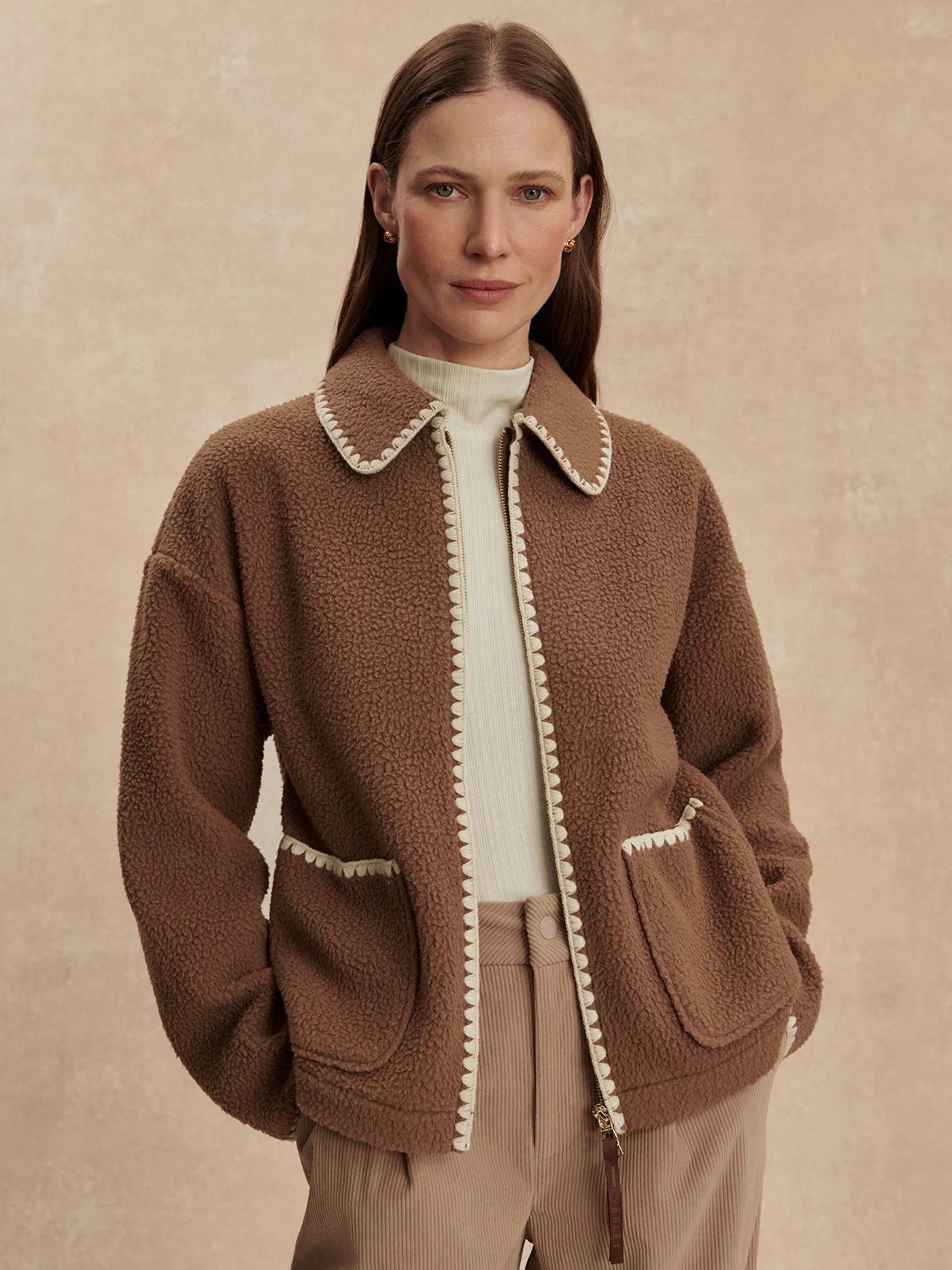 Ruiko Zip Through Fleece - Cocoa