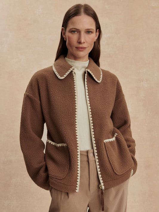 Ruiko Zip Through Fleece - Cocoa