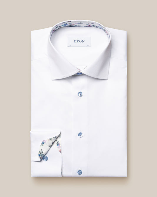 White Signature Twill Shirt Trim