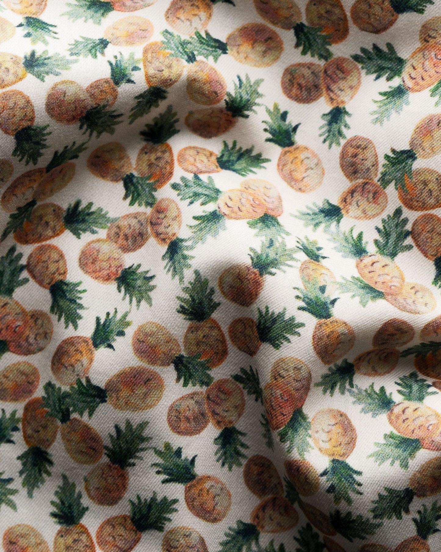 Orange Pineapple Print Tencel Shirt