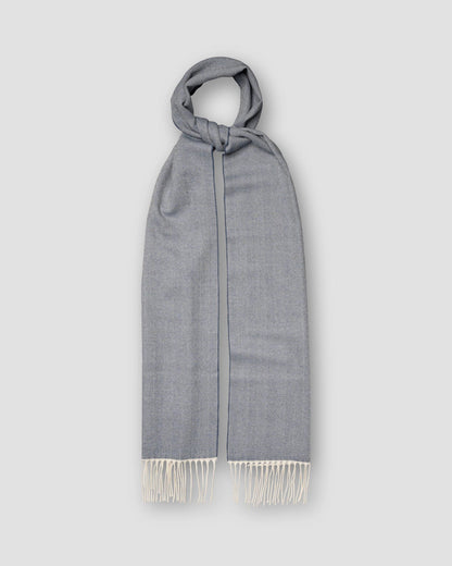 Blue Herringbone Wool Scarf