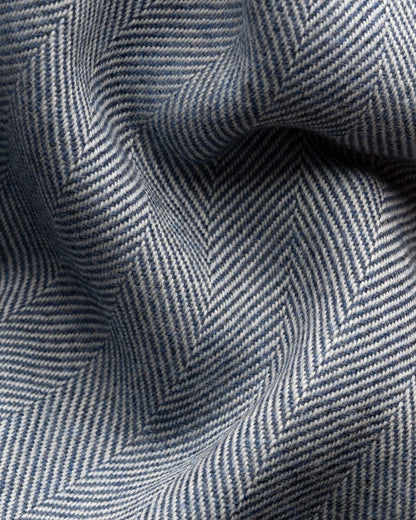 Blue Herringbone Wool Scarf