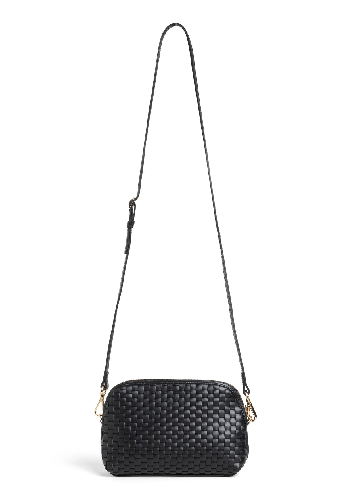 '1789' Small Woven Leather Crossbody Bag Black-Parise-Lewis Yates
