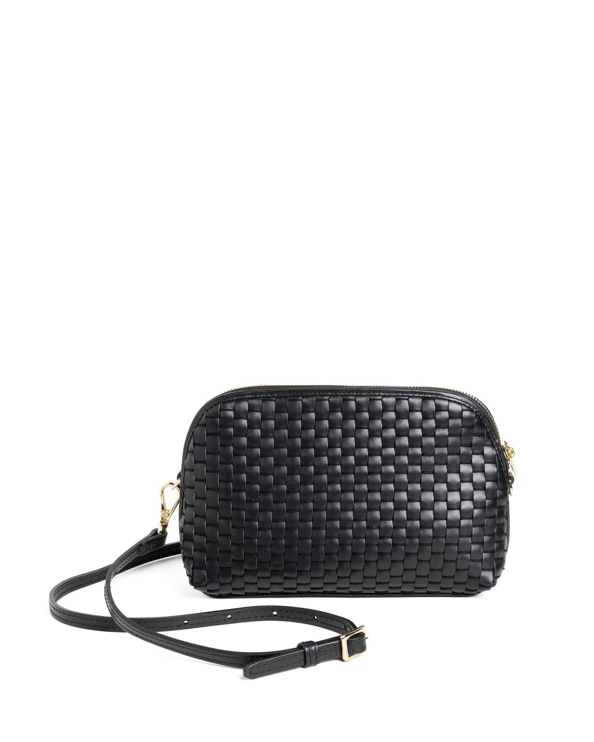 '1789' Small Woven Leather Crossbody Bag Black-Parise-Lewis Yates