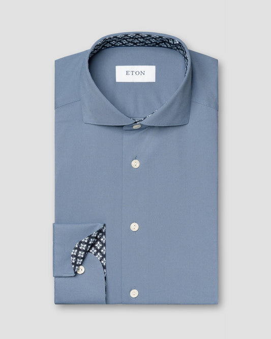 Four Way Stretch Shirt Trim Blue