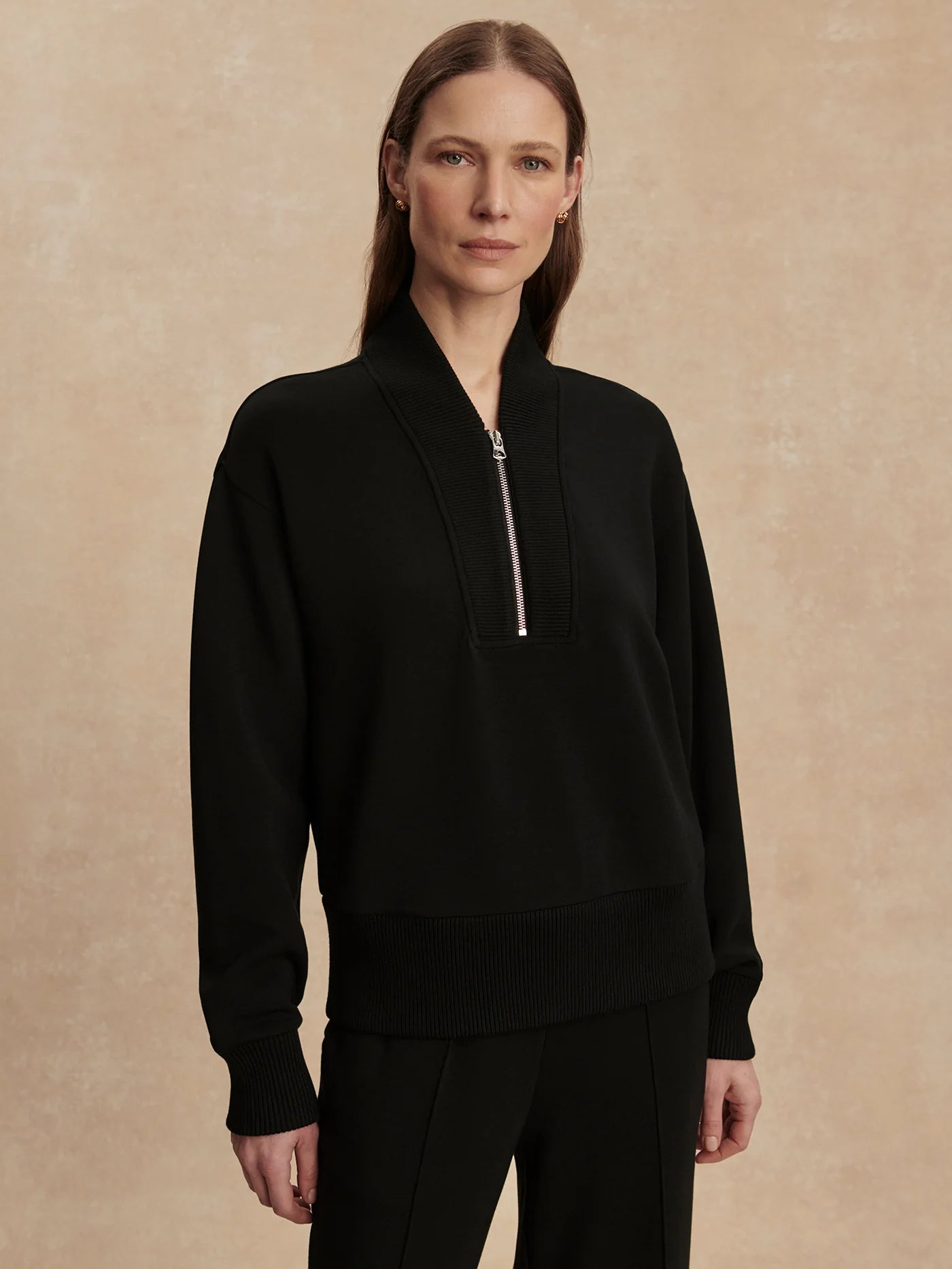 Sally Half-Zip Sweat – Black