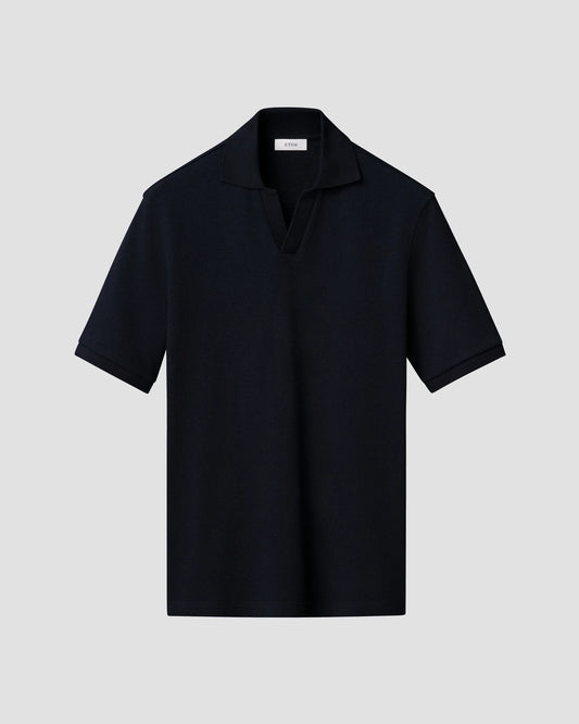 Open Collar Waffle Polo