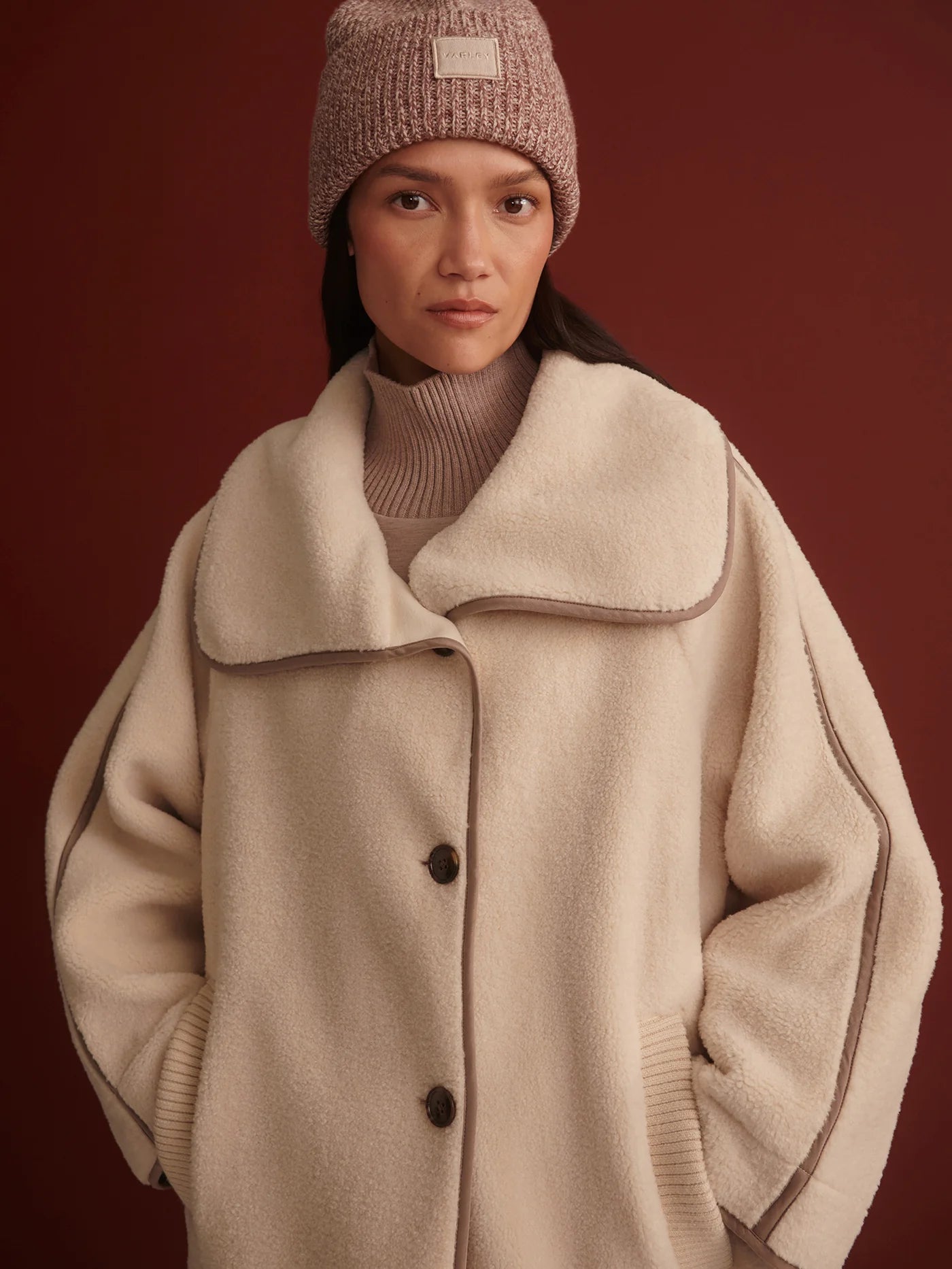 Clemence Sherpa Coat - Sandshell