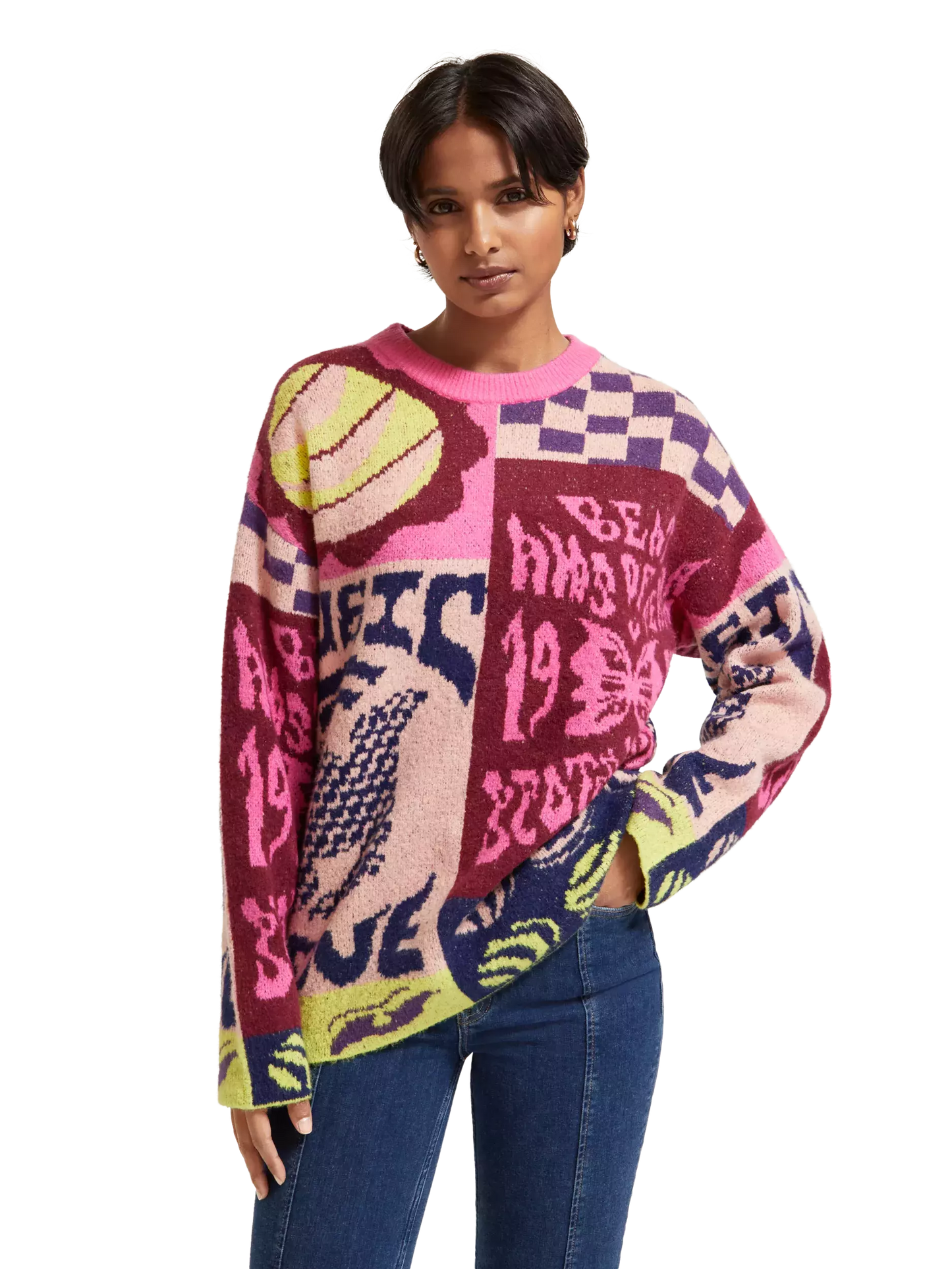 Oversized Graphic Jacquard Pullover