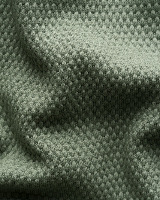 Open Collar Waffle Polo