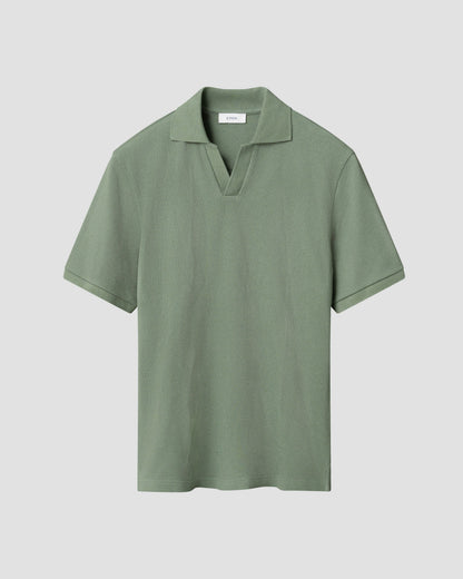 Open Collar Waffle Polo